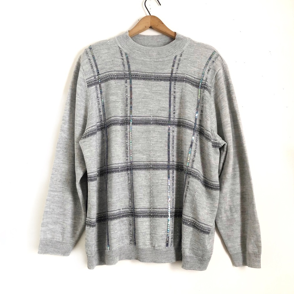 Vintage Wool Blend Beaded Sweater | Shoulder Pads